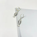 Silver retro fishbone pendant earrings set with adjustable necklace chain