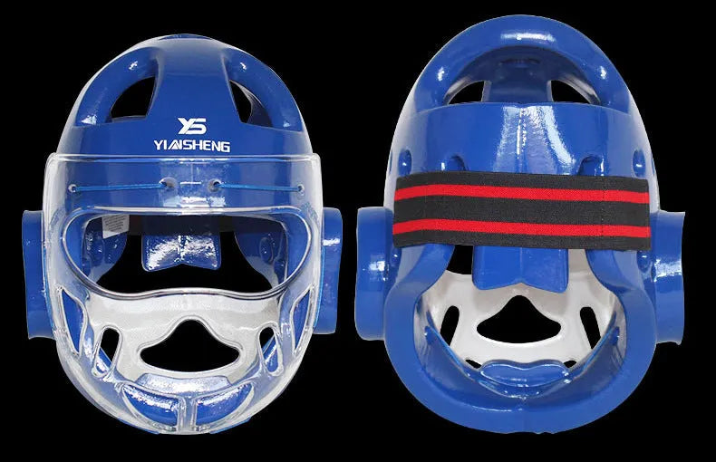 Karate helmet protective headgear for boxing training in blue, red or white colour options
