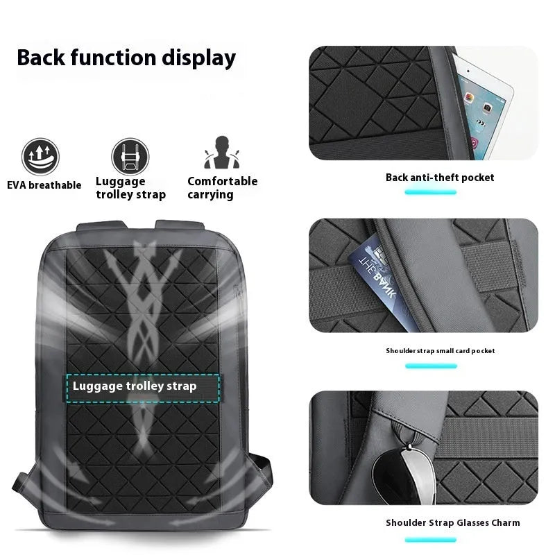 Lightweight men's Oxford cloth backpack in solid color for business commute and travel