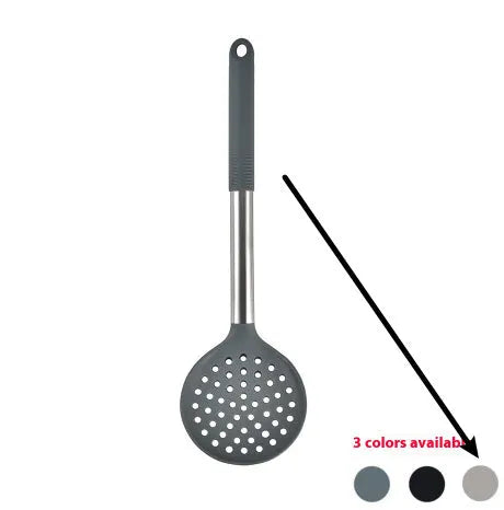 12-piece silicone kitchenware set with rotating storage bucket in black, including spatula, spoons and cooking utensils