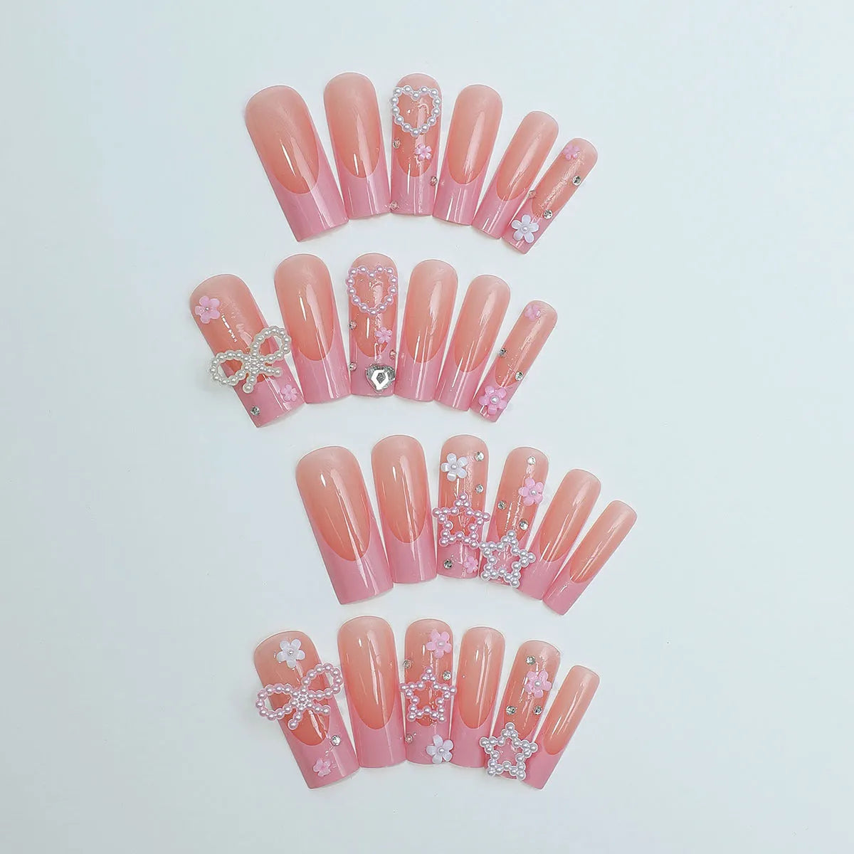 French spot drill bow nail wear set with love pattern and plastic armour suit in XB-70-48 colour