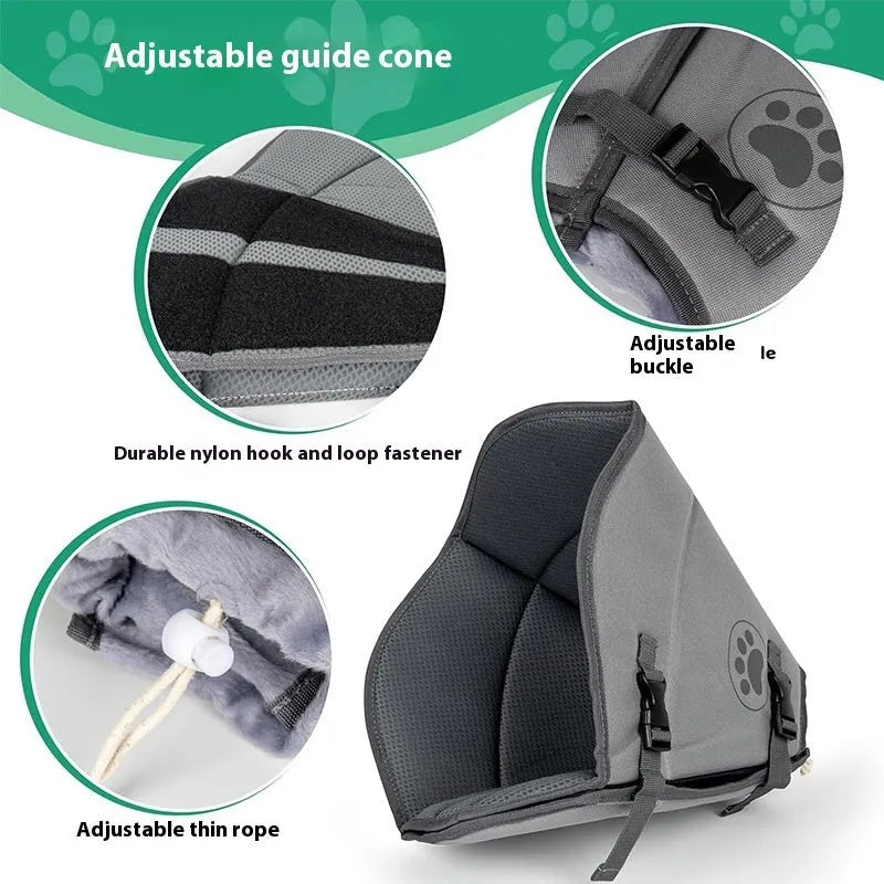Adjustable polyester pet sterilisation collar shown in size L and double-layer style.