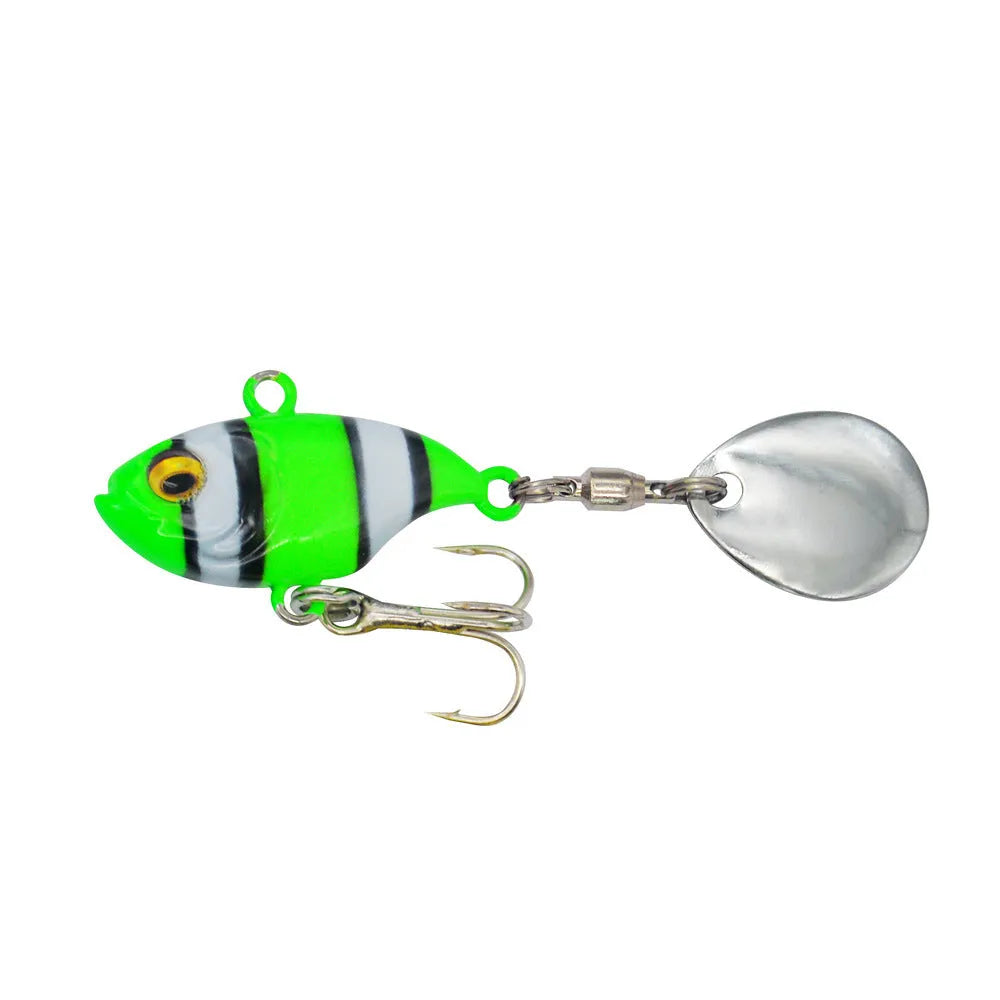 Metal sea fishing iron plate lure with rotating sequins in gold colour pattern