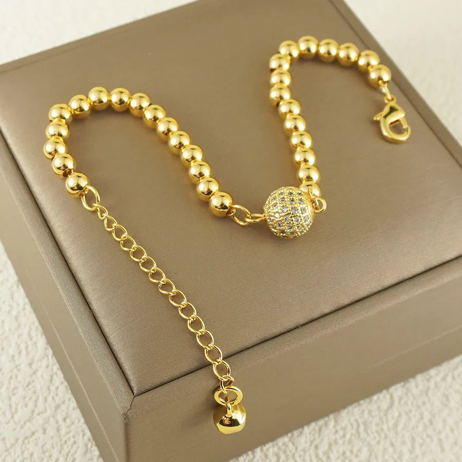 Copper bracelet with zircon stones in Arabic style heart shape for women