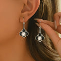 Silver retro fashion women's earrings with electroplated alloy construction