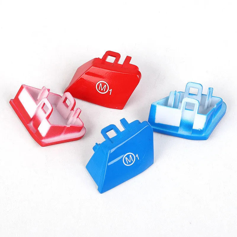 Pair of red M1 and M2 steering wheel mode button accessories for BMW cars