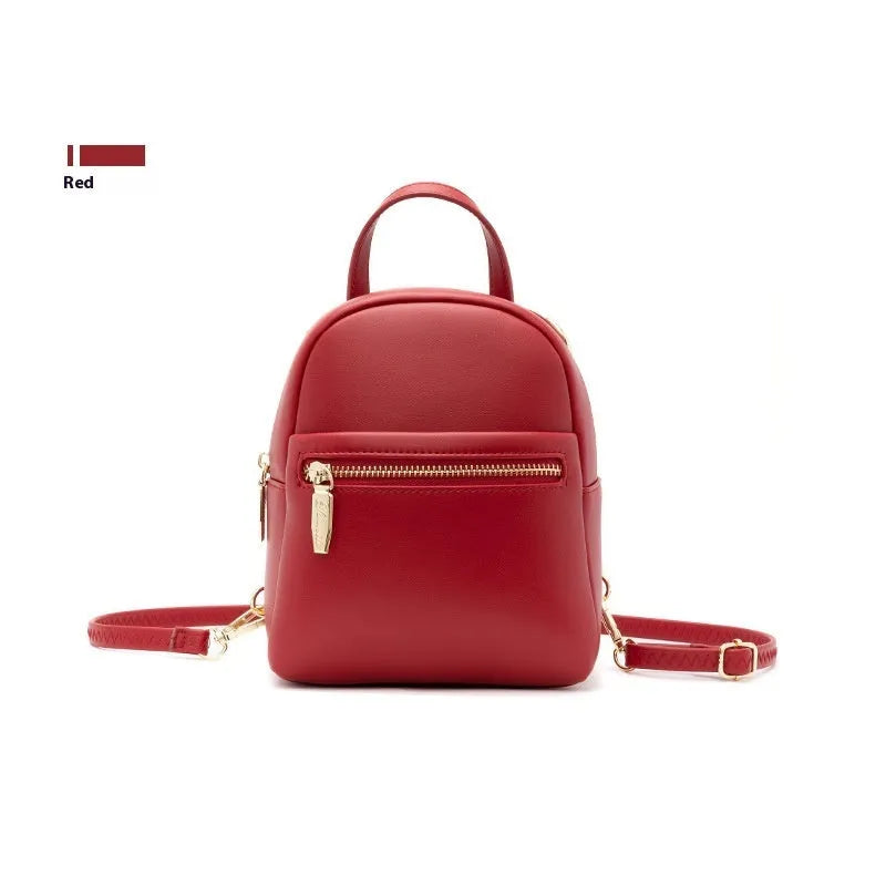 Soft PU mini backpack with large capacity and three-dimensional pocket in street trend style for daily matching