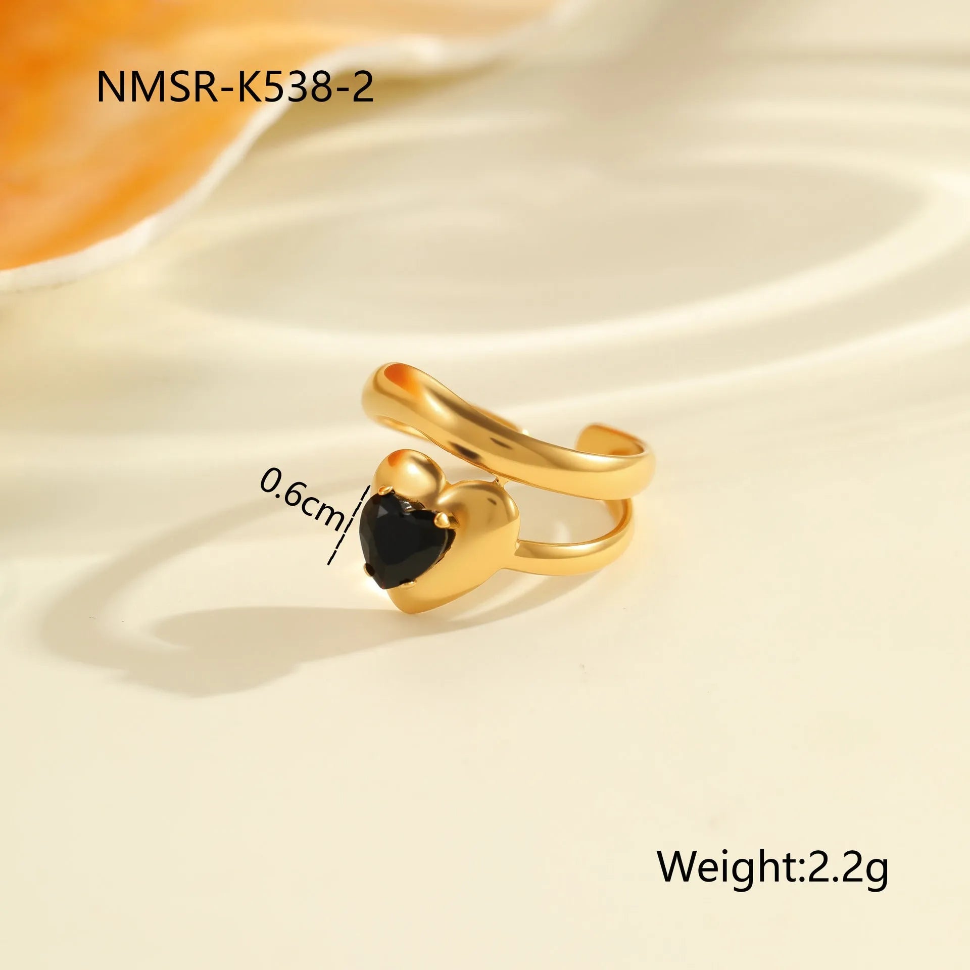 Adjustable geometric stainless steel ring with zircon inlays for women
