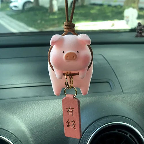Solid resin cartoon pig figurine for car dashboard decoration