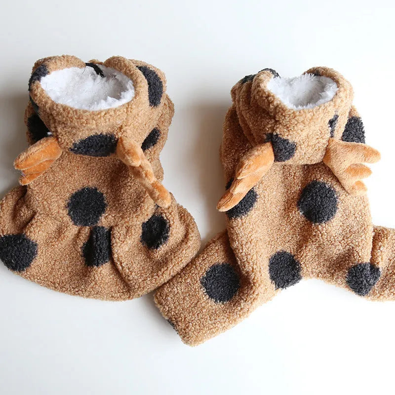Pet clothing with big polka dot elk couple design for dogs and cats in casual cloth style