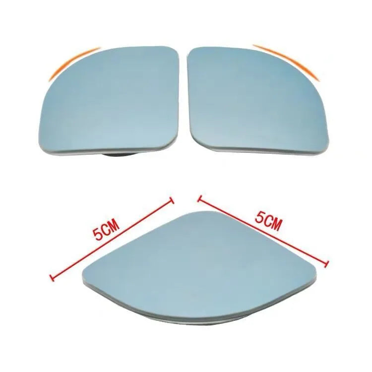 White fan-shaped car blind spot mirror with 360-degree adjustment