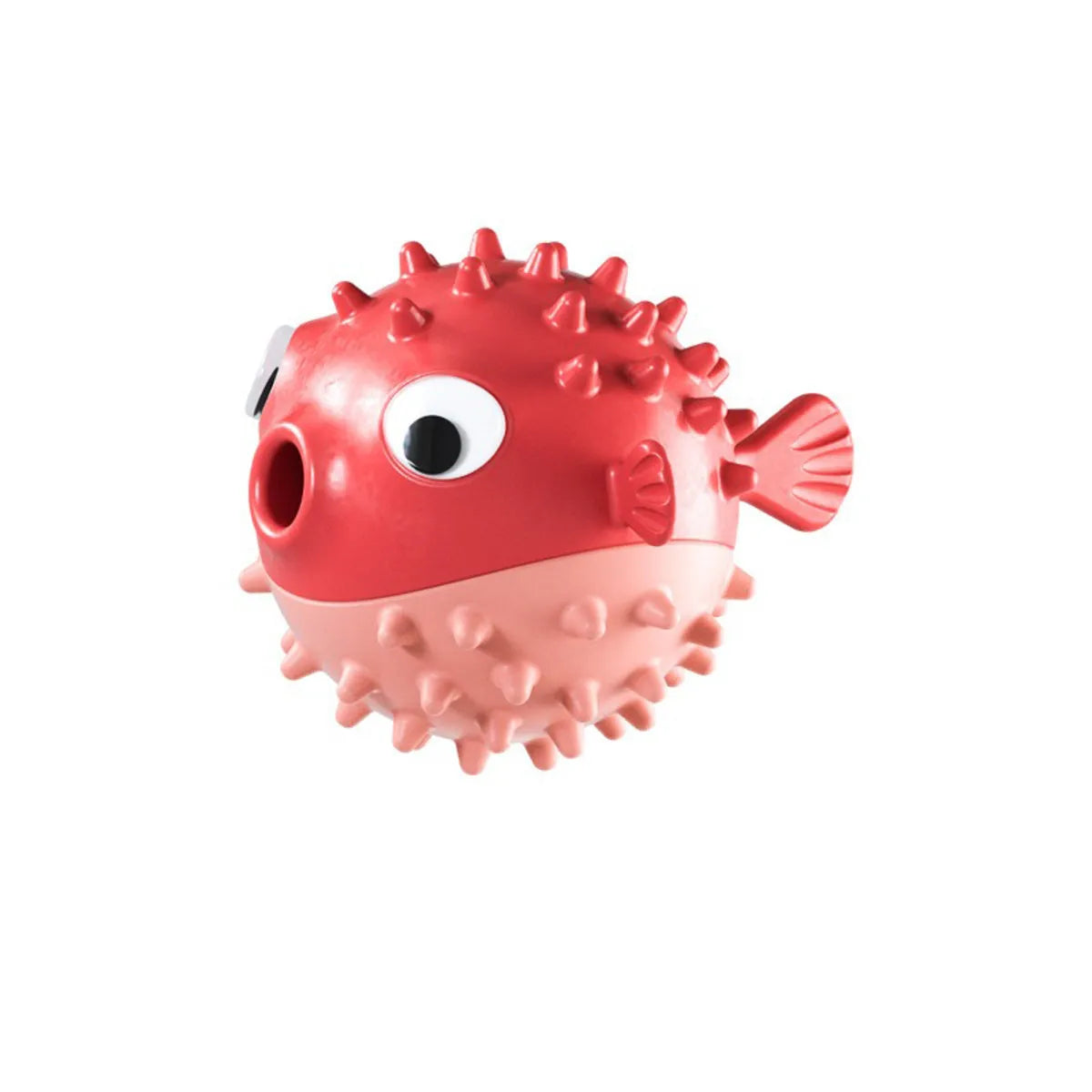 Yellow vinyl fish-shaped dog chew toy with textured surface for aggressive chewers.