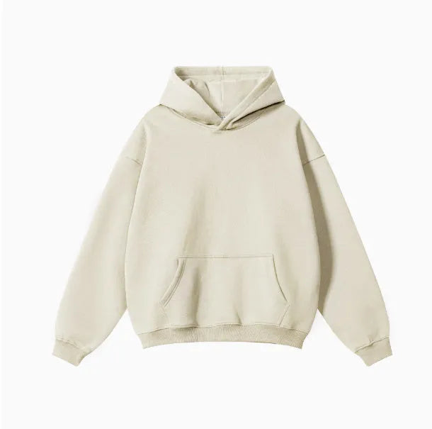 Men's cotton terry hooded sweater in loose fit with drop-shoulder sleeves available in multiple colours