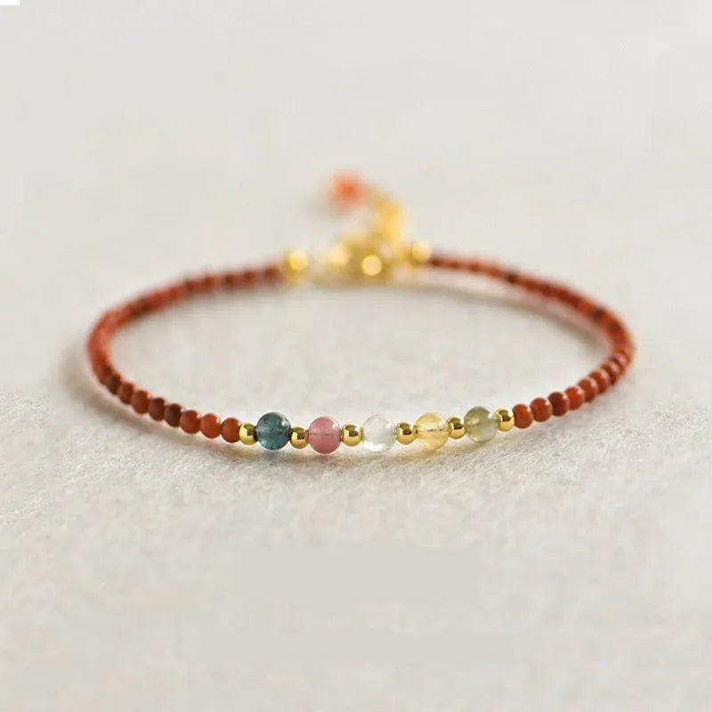 Women's geometric crystal freshwater pearl bracelet with natural gemstone beads