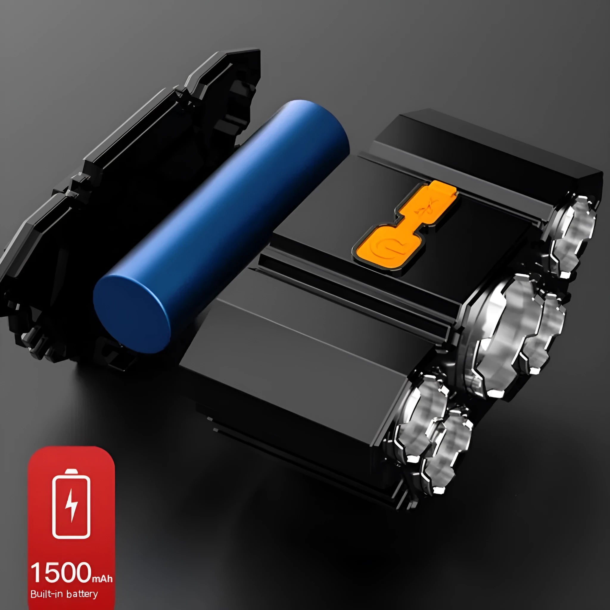 LED miner's head lamp with head strap, 10W power, rechargeable 2400mAh battery