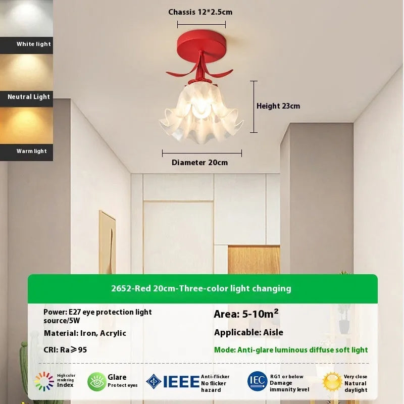 Cream coloured Linglan Flower design corridor aisle light with remote control for dimming functions