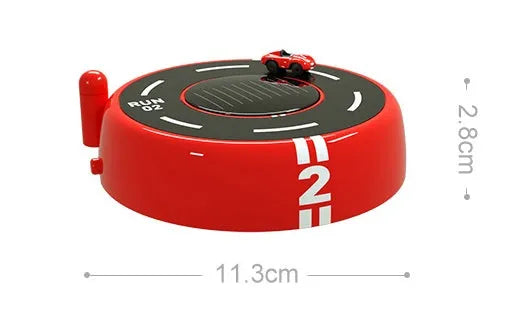 Black, red, and white round car model solar aromatherapy decoration for vehicle fragrance.