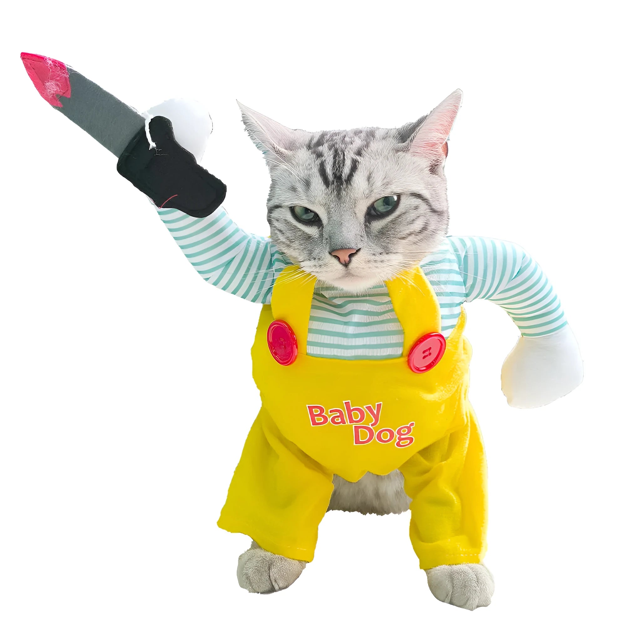 Yellow sword assassin costume for cats in polyester fabric with four size options