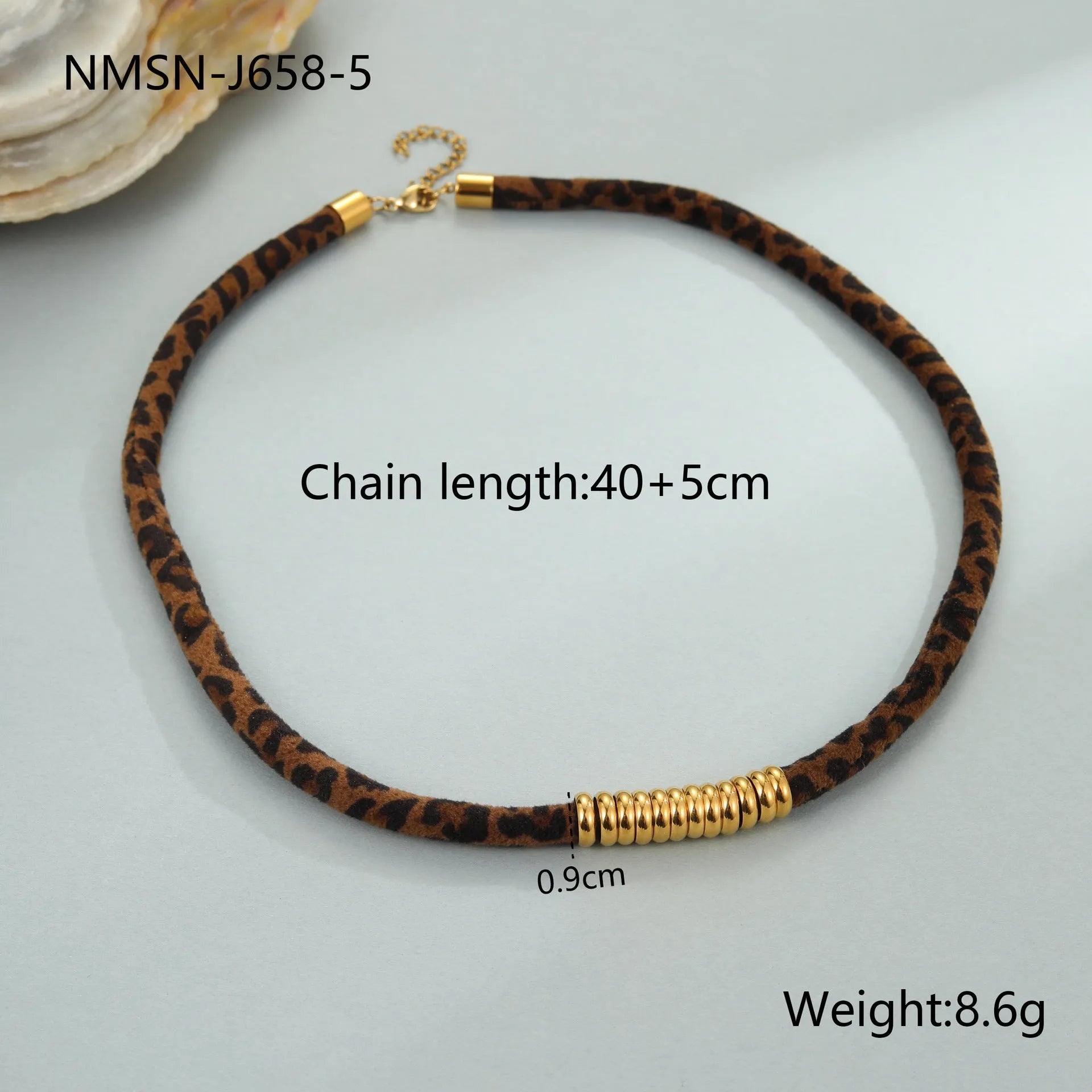 Leopard series stainless steel necklace for women with geometric pendant on adjustable 41-50cm chain