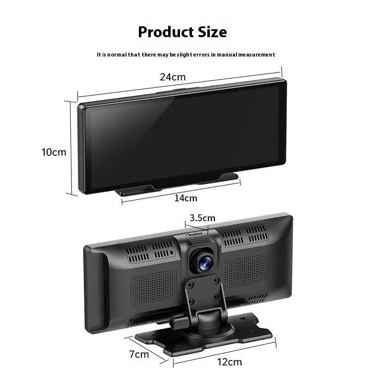 10-inch car smart screen with Apple CarPlay and driving recorder functions displayed in vehicle dashboard