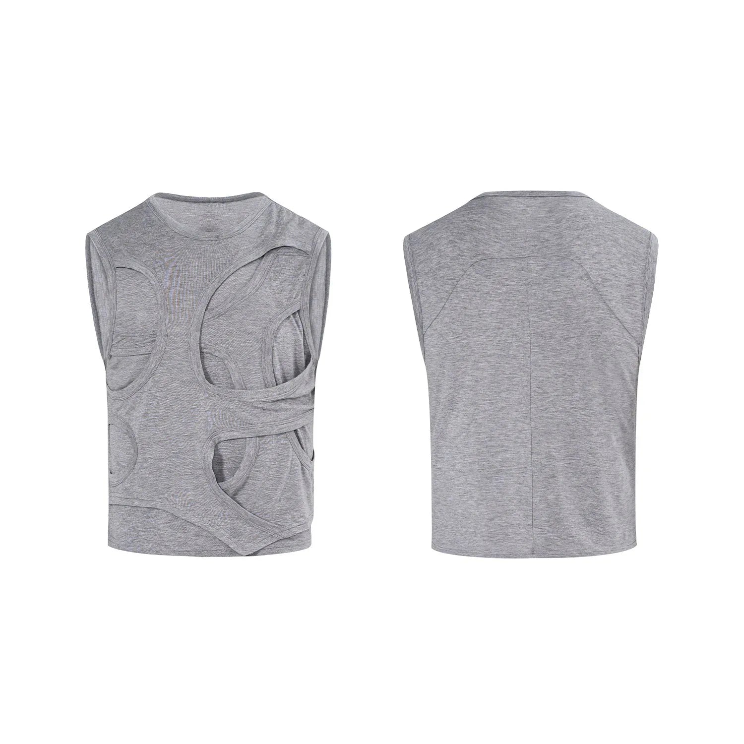 Men's solid colour Lyocell vest with round neck and tank-top style, shown in grey.