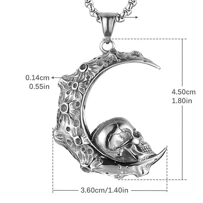 Men's silver electroplated skull necklace with stainless steel chain and alloy pendant