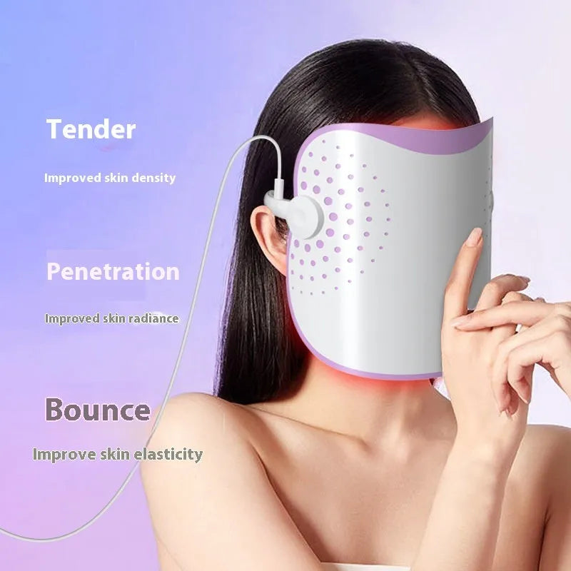 White and purple photon IPL beauty mask device with spectrometer for facial light therapy treatment
