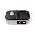 White or green dual-use electric caldron frying oven appliance with mechanical controls