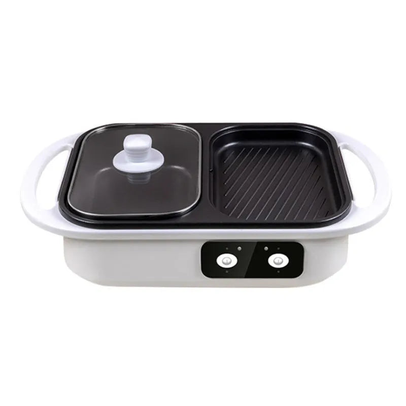 White or green dual-use electric caldron frying oven appliance with mechanical controls