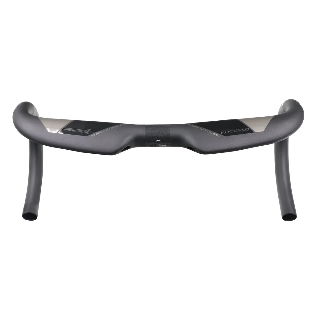 Wei Bike matt carbon fibre road bicycle drop handlebar shown from above