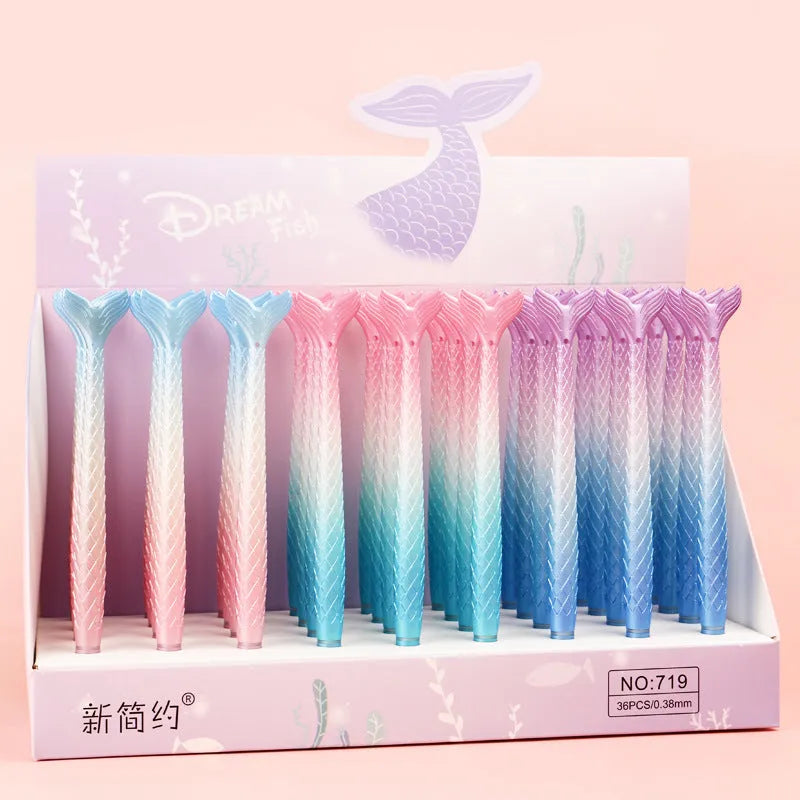 Cartoon mermaid pen with 0.38mm fine tip and plastic shell in random ink colour