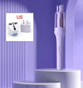 Automatic hair curler with 32mm barrel in white and purple colour scheme with wired power cord