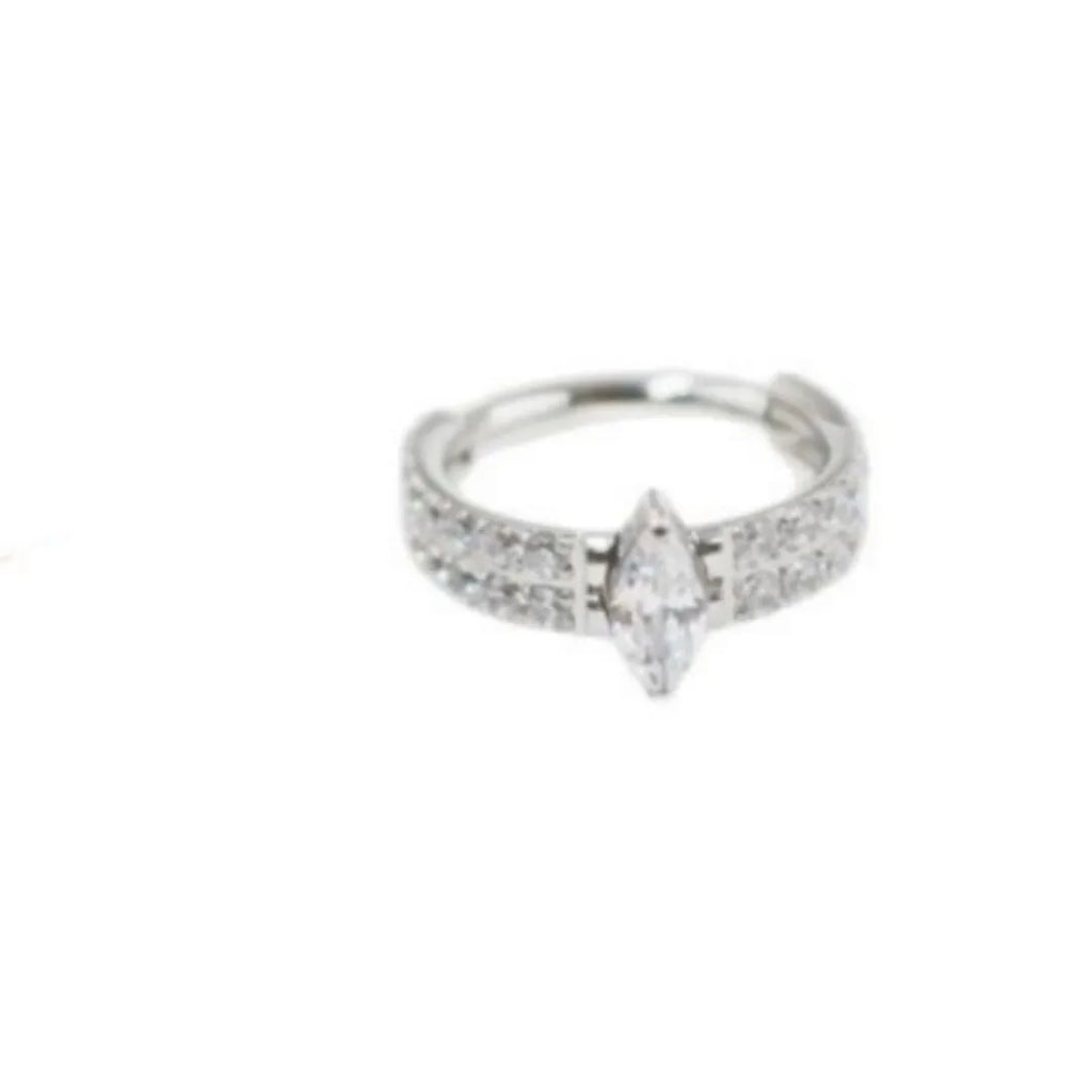 316 titanium steel heart earrings with full diamond zircon setting in silver or gold colour