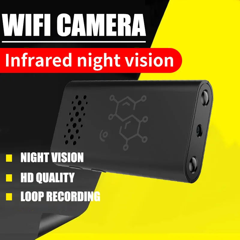 Black smart security camera with 1080p HD video for indoor baby monitoring and home security