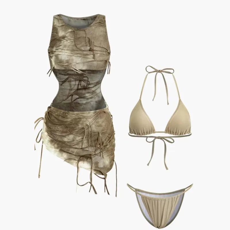 Women's split bikini swimsuit in picture colour with nylon fabric, spandex lining, briefs style, sizes M L XL