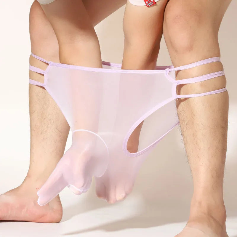 Men's transparent elephant nose shorts in nylon available in nine colours including black blue skin red gray pink brown light purple and white