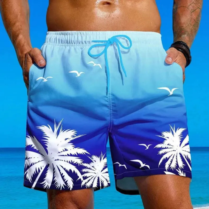 Men's loose fit ethnic style swimming trunks in polyester fibre fabric, shown in colour J001.