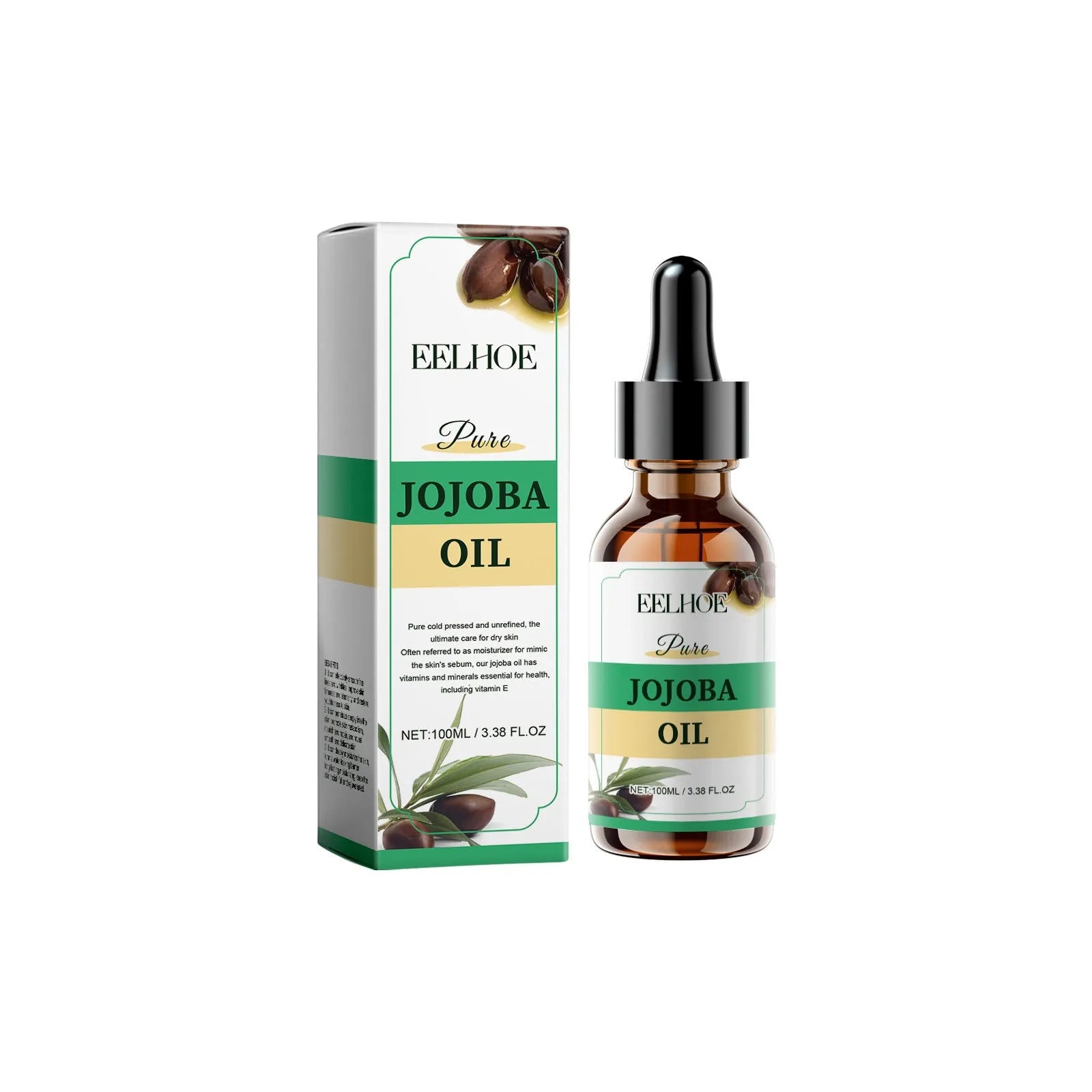 100ml bottle of organic jojoba facial oil with vitamin E and orange extract