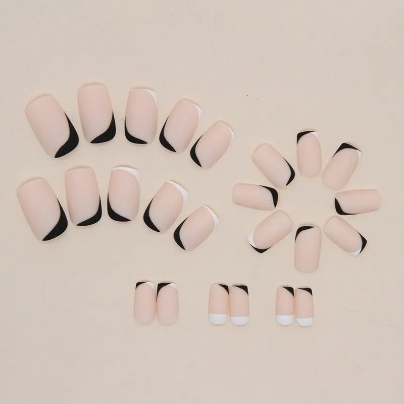 Black and white frosted false nails with mandarin duck design pattern for manicure set