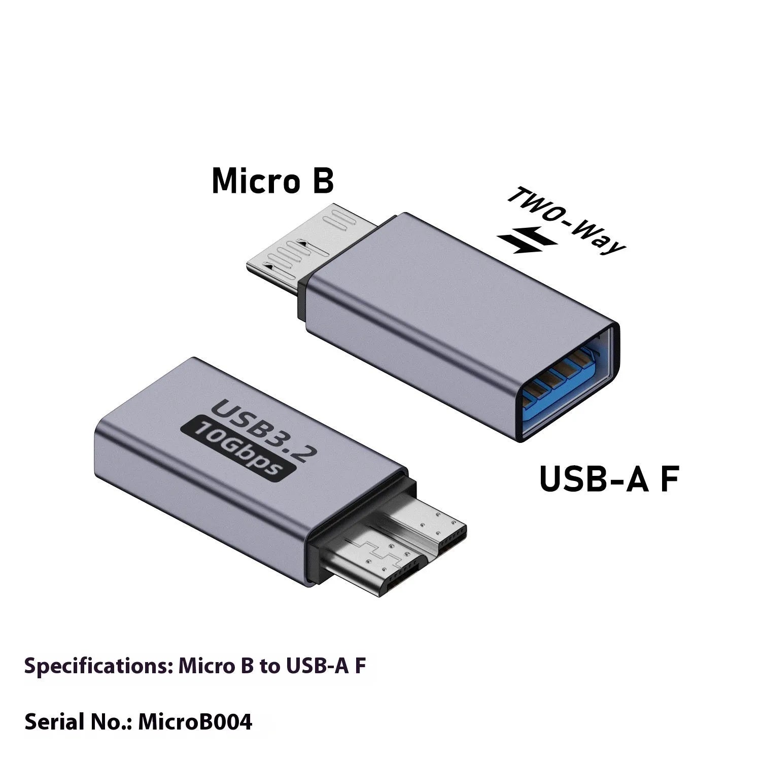 Micro B USB adapter converter showing male to female connection for old mobile hard disk box and phone charging