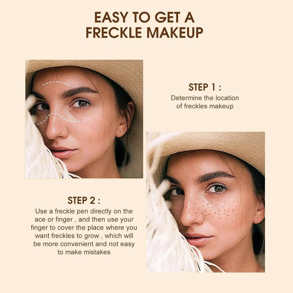 Dark brown waterproof freckle pen with precision tip for creating natural-looking freckles
