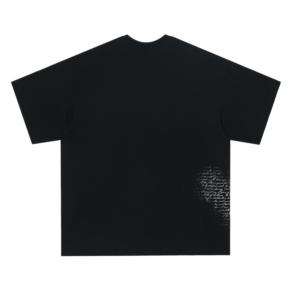 American retro hip hop gothic cotton t-shirt with letter pattern in black and white colour options