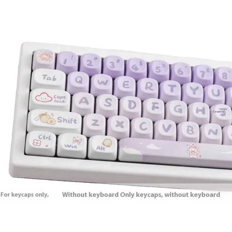 PBT gradient purple rabbit key cap set for mechanical keyboards with sublimation printed design