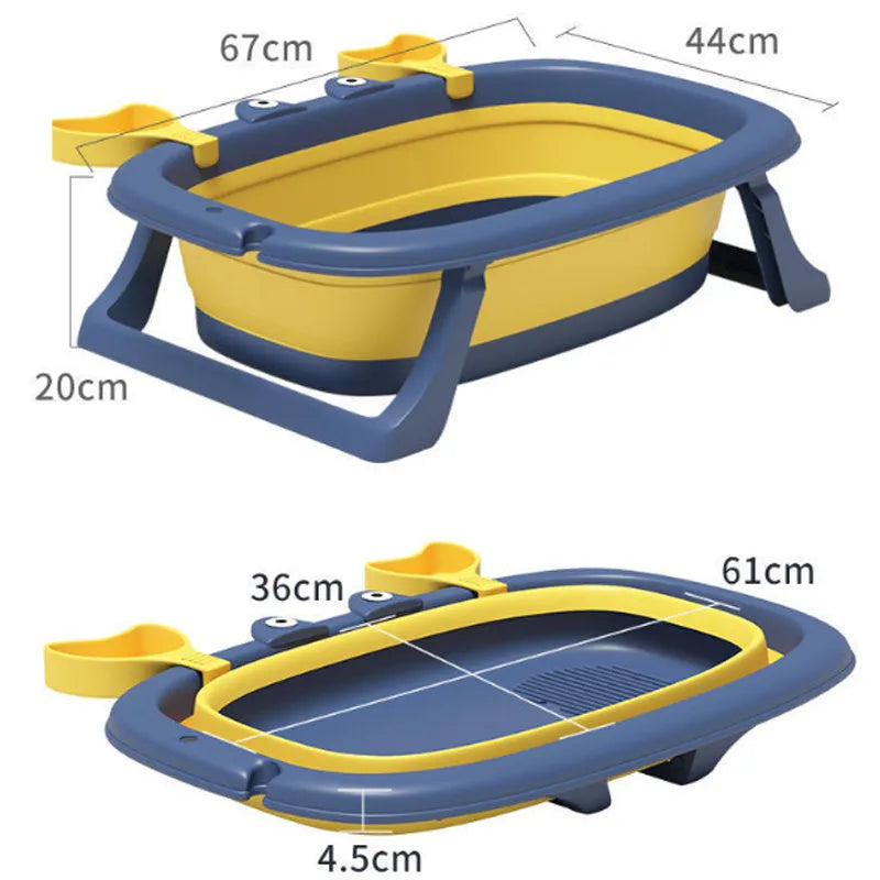 Blue foldable portable plastic tub for washing a small dog or cat.