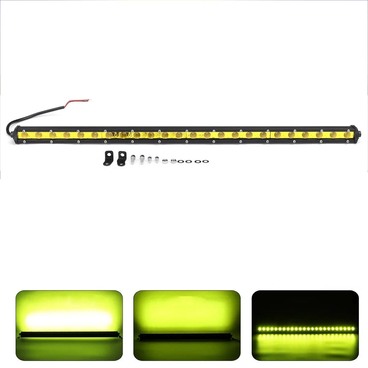 25-inch aluminium single row LED car light bar with mounting brackets