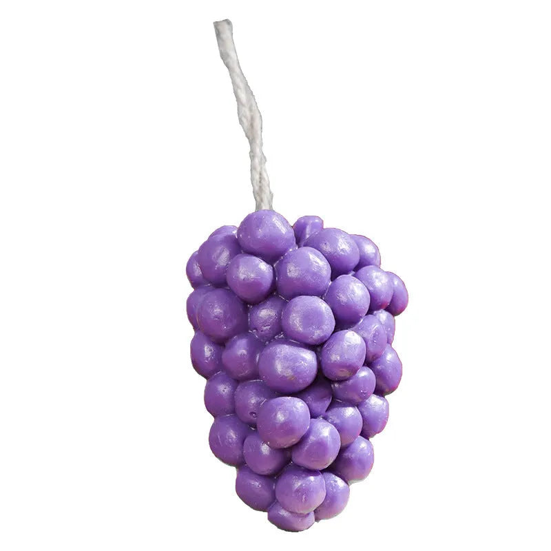 Purple and green grape cluster handmade soap bars showing grape design moulded into surface