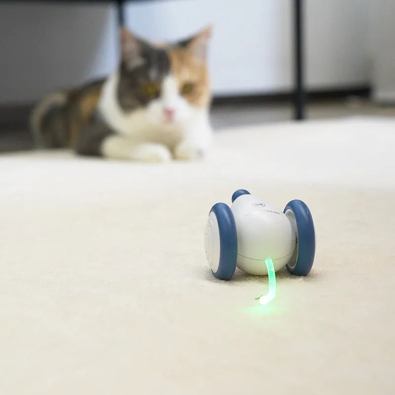 Blue electric cat toy mouse with automatic motion, 60x50x36mm, USB rechargeable, ABS TPU PVC