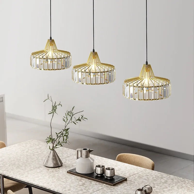 Crystal ceiling light with LED light source in light luxury style for bedroom or study