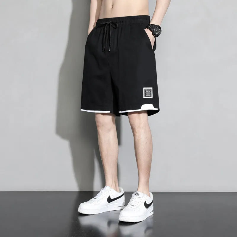 Cotton shorts for boys in plus sizes, shown in black, khaki, and white colour options.