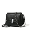 Women's soft PU leather chain shoulder bag in horizontal square shape with mobile phone pocket